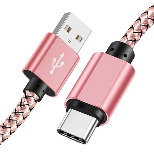 Nylon Data Cable Fast Charger USB A to Type C Charging Cable For