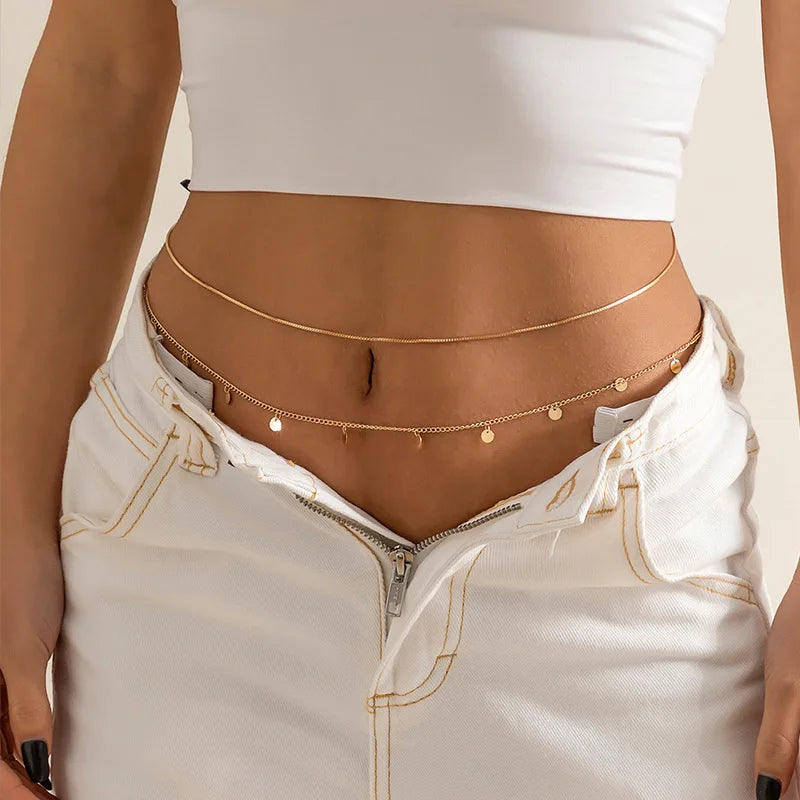 Sexy Double Thin Chain Women's Waist Chain Charming Butterfly