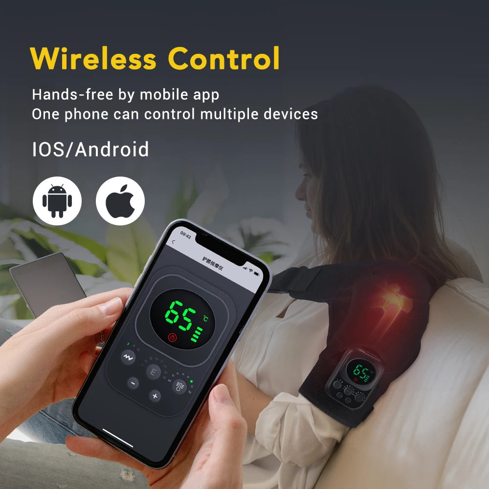 Heating Shoulder Massager Vibration Electric App Control Massage Pads