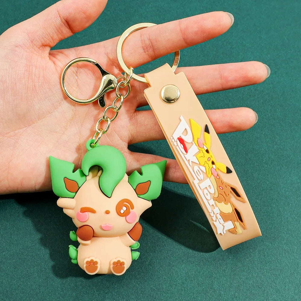 Eevee Keychain Evolution Set, Flareon Jolteon Vaporeon Plush Keychain,