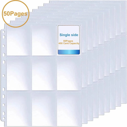 Pockets Single Side Trading Card Album Holder Sleeves 9 Pocket Clear