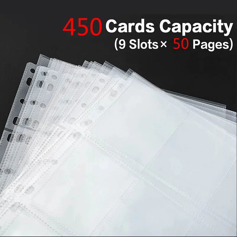 Pockets Single Side Trading Card Album Holder Sleeves 9 Pocket Clear