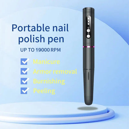 19000RPM Electric Nail Art Machine USB Cordless Nail Drill for Nail