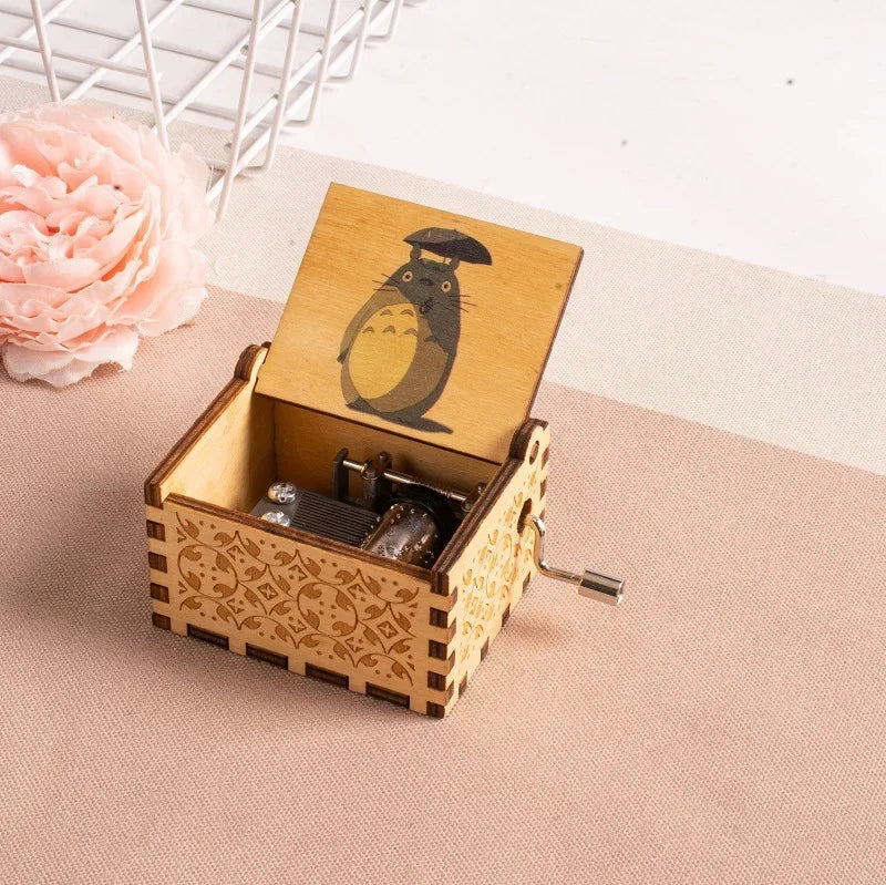 Wooden painted music box, Totoro music gift, ornament, light luxury
