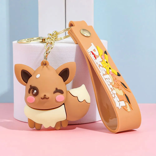 Eevee Keychain Evolution Set, Flareon Jolteon Vaporeon Plush Keychain,