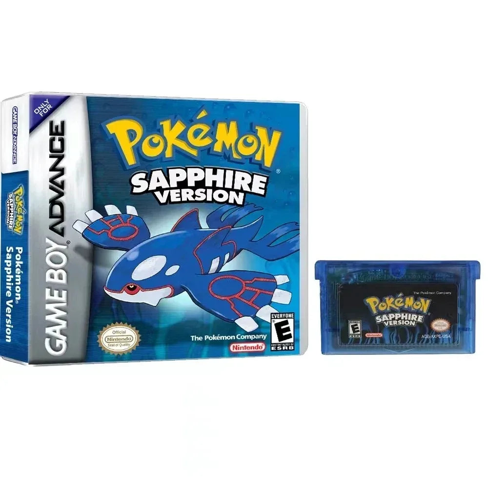 Multiple versions of the American Pok é mon series GBA game box with