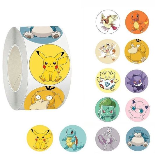 500PCS/Roll Cute Pokemon Pikachu Cartoon Anime Sealing Stickers