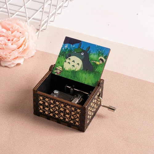 Wooden painted music box, Totoro music gift, ornament, light luxury