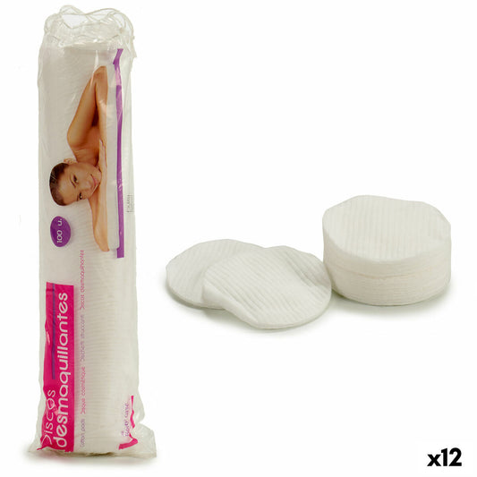 Make-up Remover Pads Cotton White (12 Units)