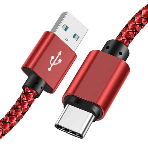 Nylon Data Cable Fast Charger USB A to Type C Charging Cable For