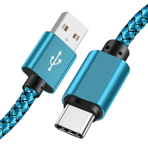 Nylon Data Cable Fast Charger USB A to Type C Charging Cable For