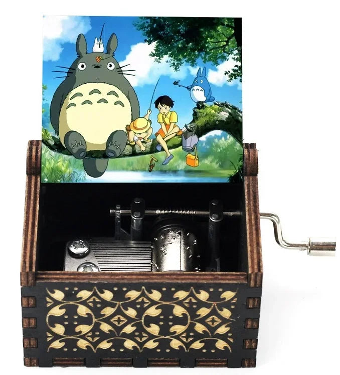 Wooden painted music box, Totoro music gift, ornament, light luxury