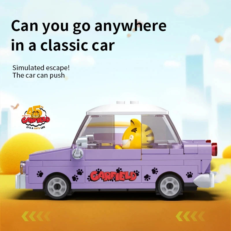 Garfield Car Building Blocks City Magic Cartoon Cat Anime Figures