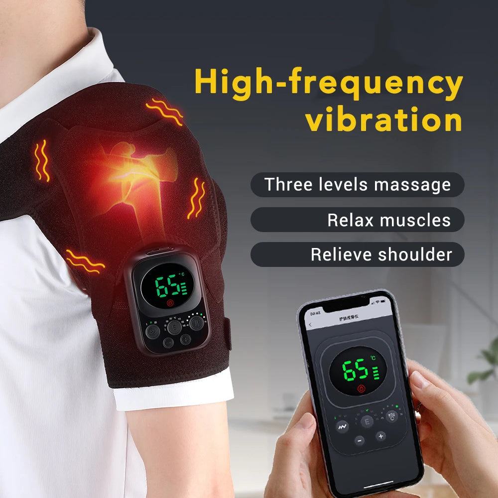 Heating Shoulder Massager Vibration Electric App Control Massage Pads