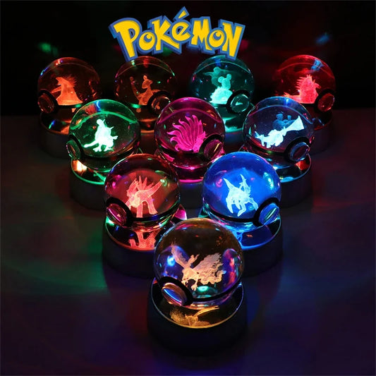 Pokemon 3D Crystal Ball Figure Toys Pokeball Gengar Gyarados Mimikyu