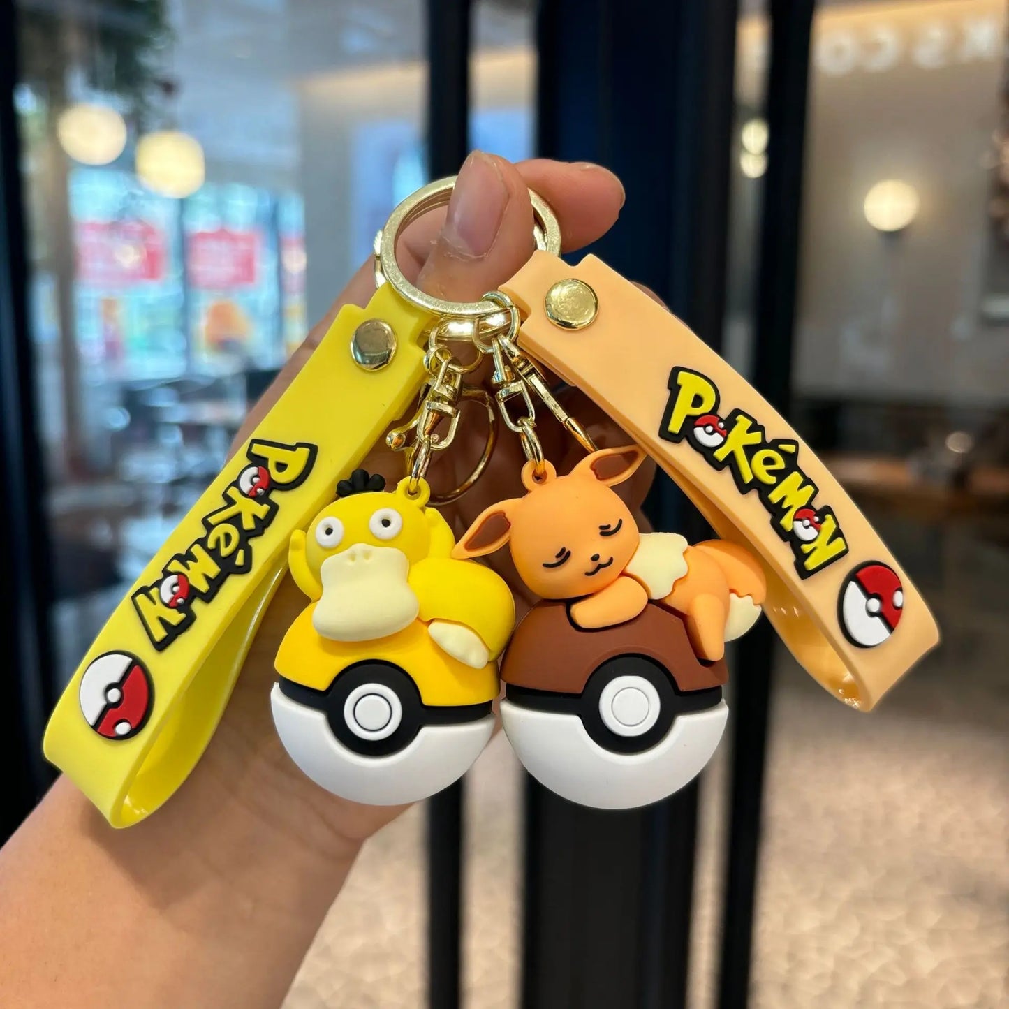Pokémon Poké Ball Keychain Set, Pikachu Eevee Charmander figure