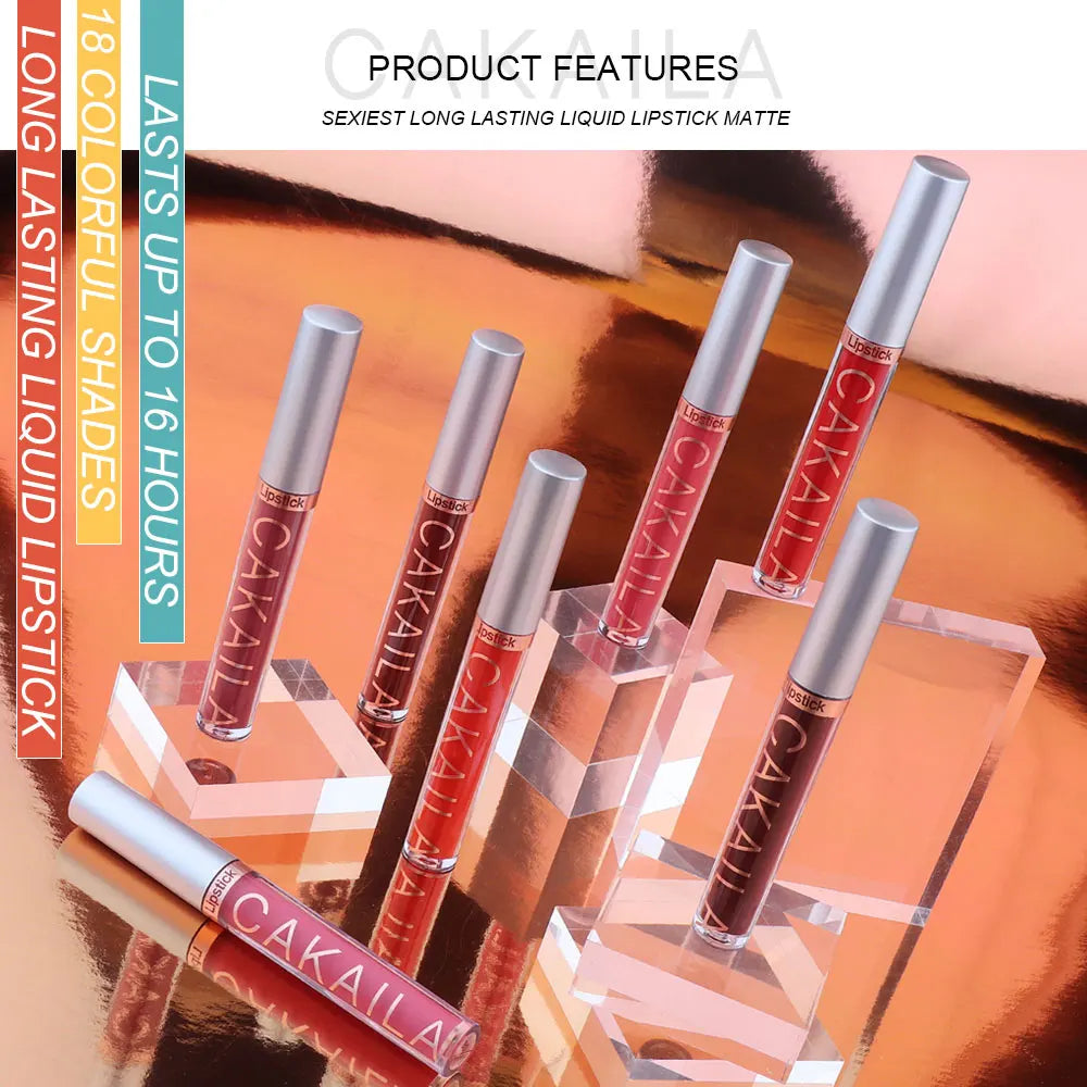 CAKAILA 6-Color Lip Gloss Lipstick Set Liquid Matte Velvet Matte
