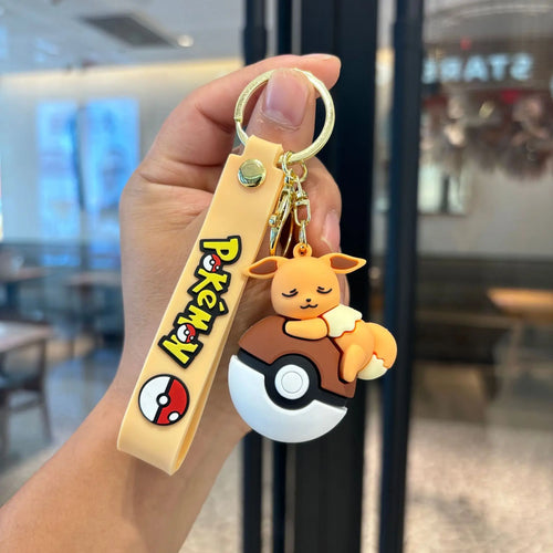 Pokémon Poké Ball Keychain Set, Pikachu Eevee Charmander figure