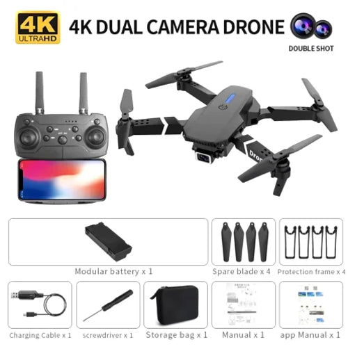 2025 E88 Pro WiFi FPV Drone with Single Dual 4K 1080P Camera Wide