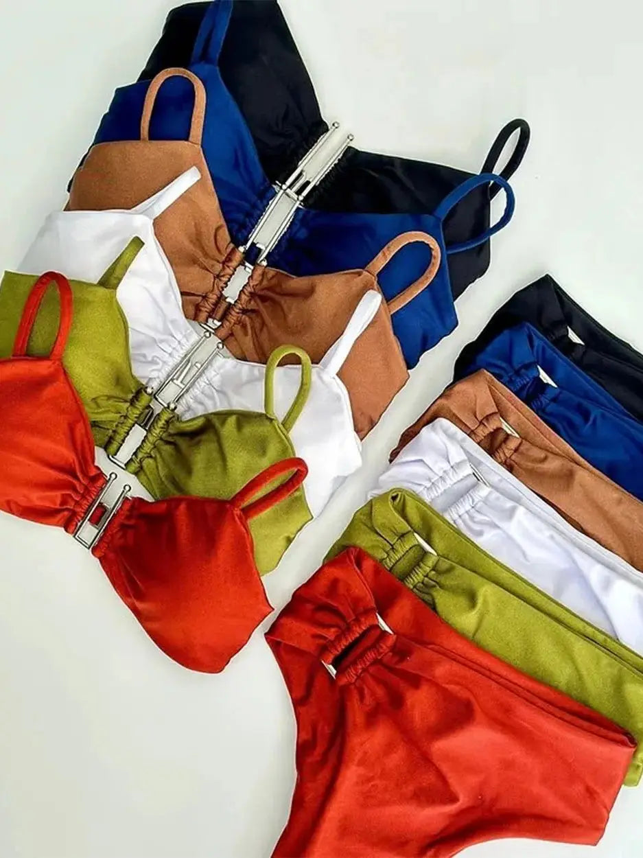 Bandeau Bikini Push Up Women Swimsuits 2024 Sexy Female Swimwear