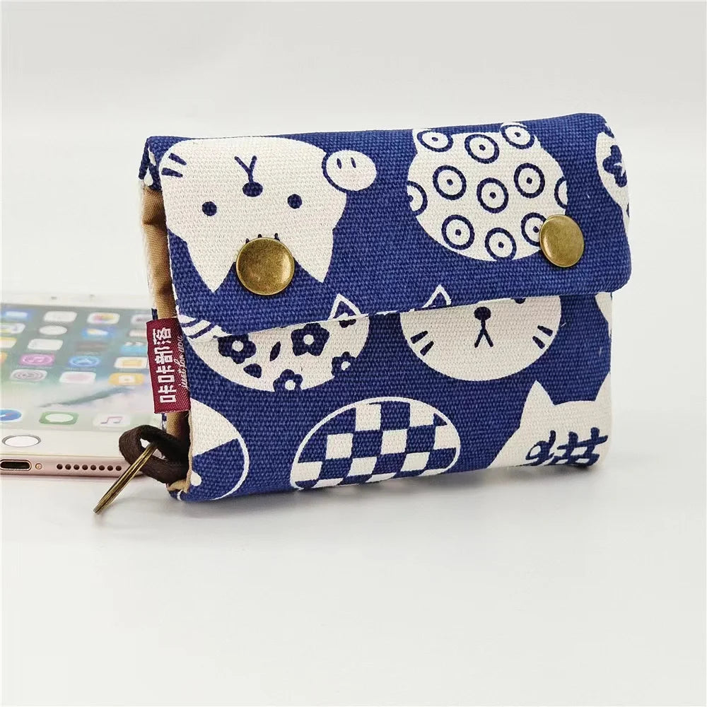 Canvas Cartoon Totoro Cat Printed Dog Women Fold Short Wallet