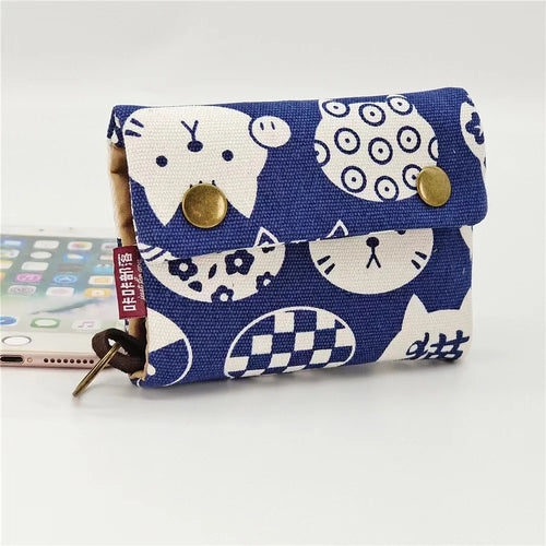 Canvas Cartoon Totoro Cat Printed Dog Women Fold Short Wallet