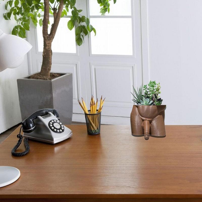 Resin Plant Pot Decor Sexy Men Naked Butt Flower Growing Pot Desktop