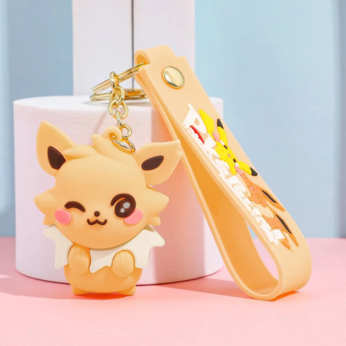 Eevee Keychain Evolution Set, Flareon Jolteon Vaporeon Plush Keychain,