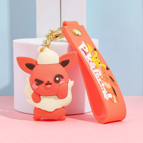 Eevee Keychain Evolution Set, Flareon Jolteon Vaporeon Plush Keychain,