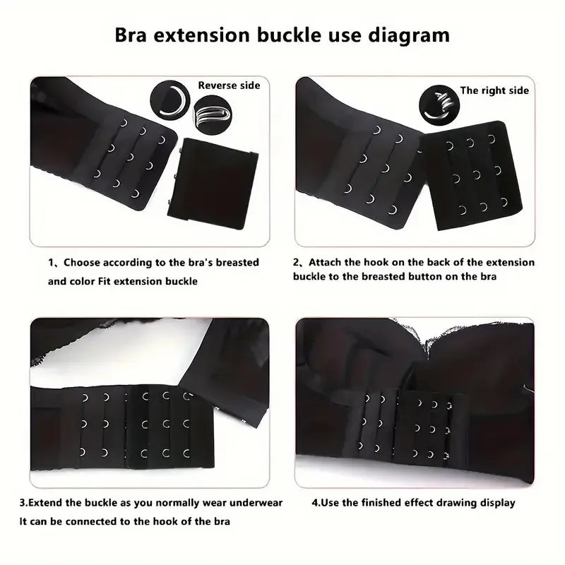 12 Adjustable Bra Extenders - 2/3/4 Hook Design, Soft Stretch Fabric,