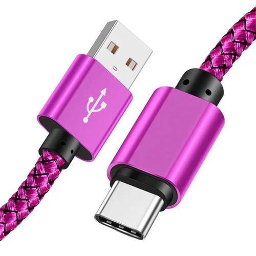 Nylon Data Cable Fast Charger USB A to Type C Charging Cable For
