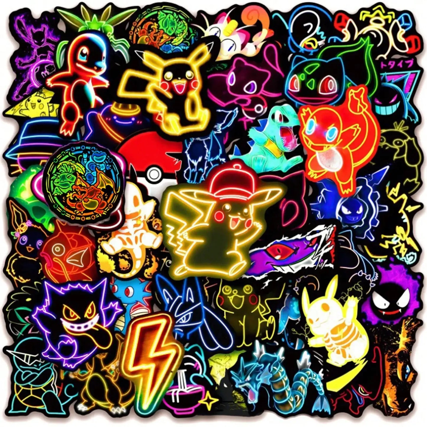 50PCS Cute Pokémon Stickers Cartoon PVC Decals Toys DIY Decoration