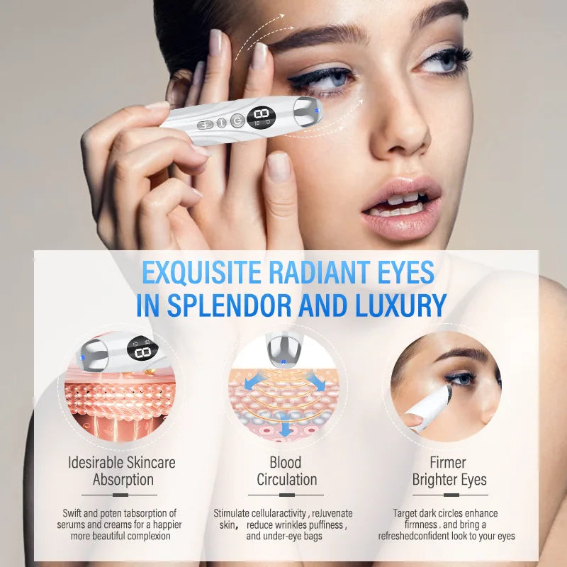 Electric Eye Massager Vibrating Beauty Device Color Light Heating