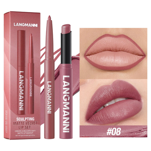 Integrated waterproof lipliner+lipstick lipstick lipstick set,no