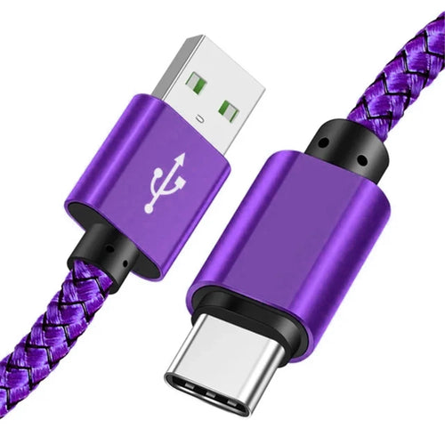 Nylon Data Cable Fast Charger USB A to Type C Charging Cable For