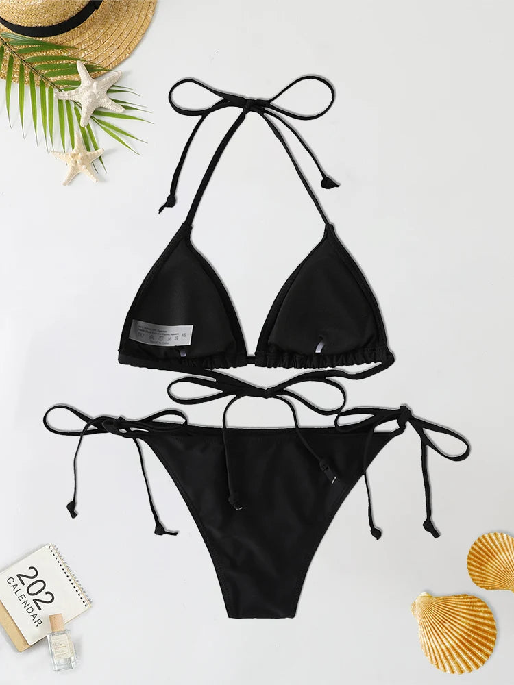 2Pc/Set 2024 Fashion Sexy Swimsuit Women Bikinis Set Triangle Swimwear