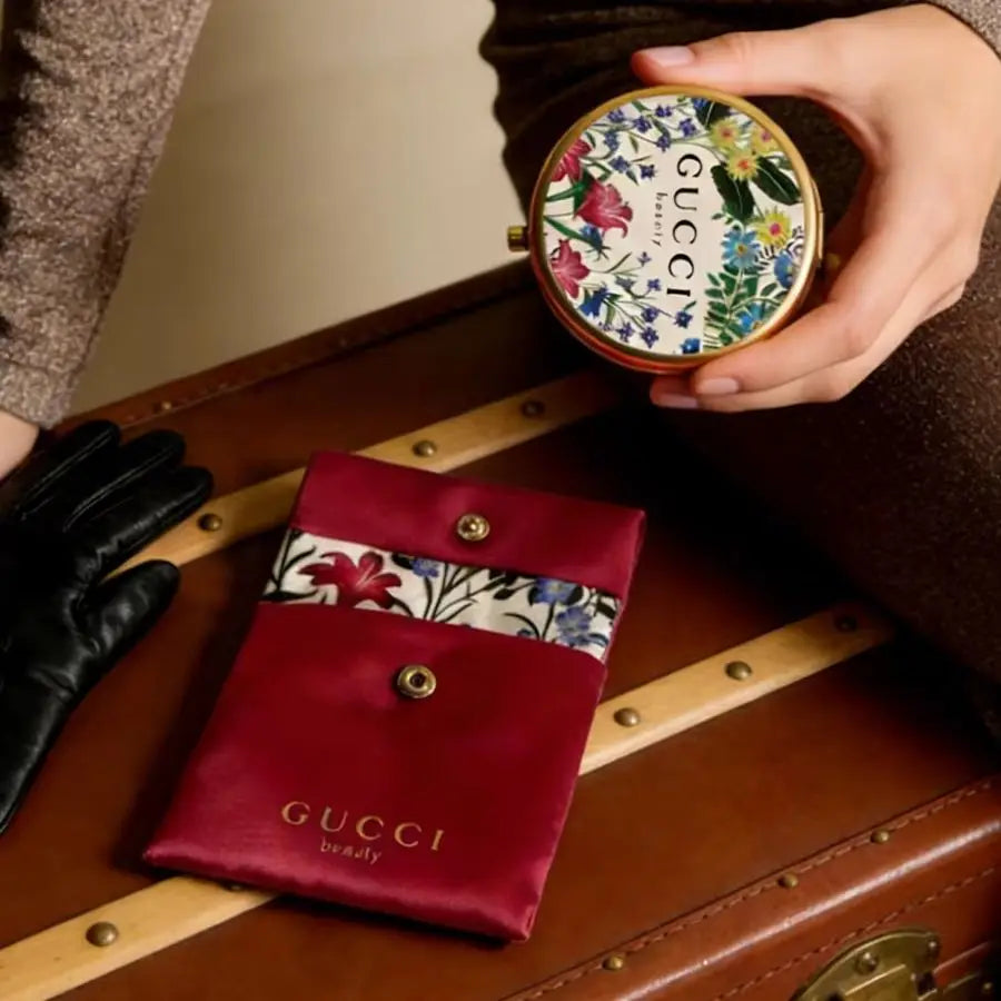 Gucci Gucci’s bag Classic Floral Pattern Portable Compact Hand Mirror
