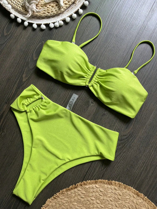 Bandeau Bikini Push Up Women Swimsuits 2024 Sexy Female Swimwear