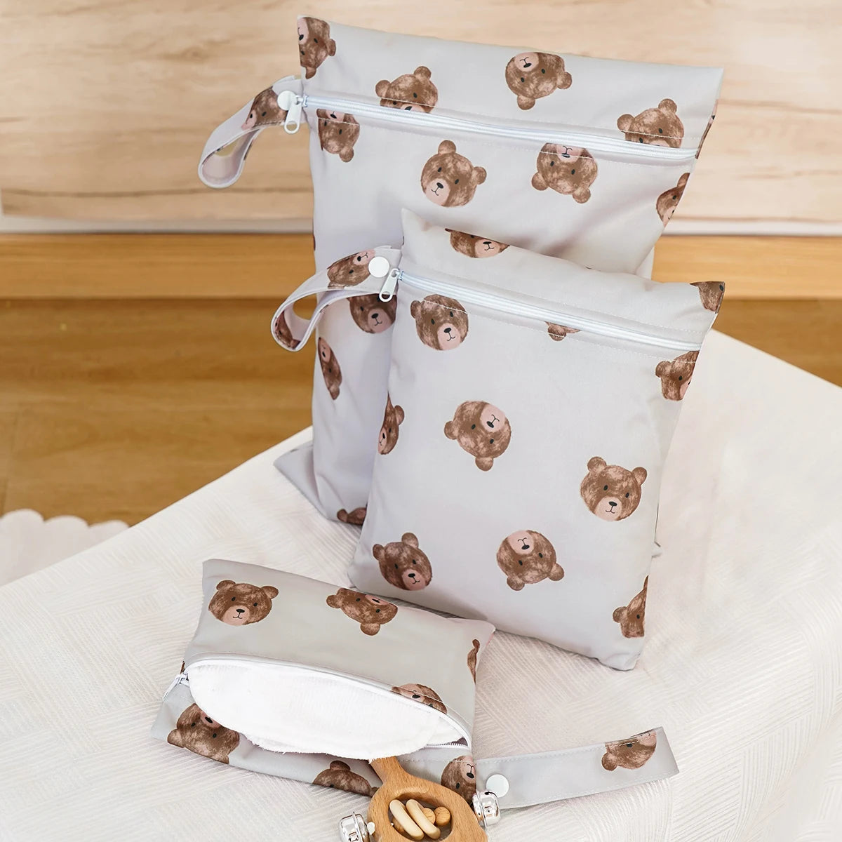 Elinfant 3PCS Portable Wet Dry Bag For Swimsuits,Waterproof Diaper