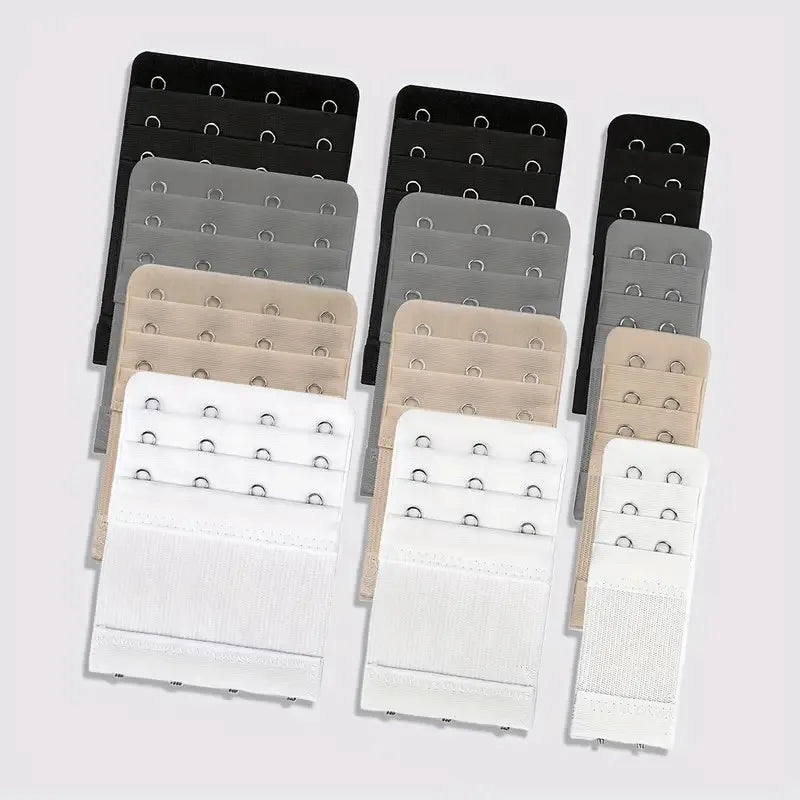 12 Adjustable Bra Extenders - 2/3/4 Hook Design, Soft Stretch Fabric,