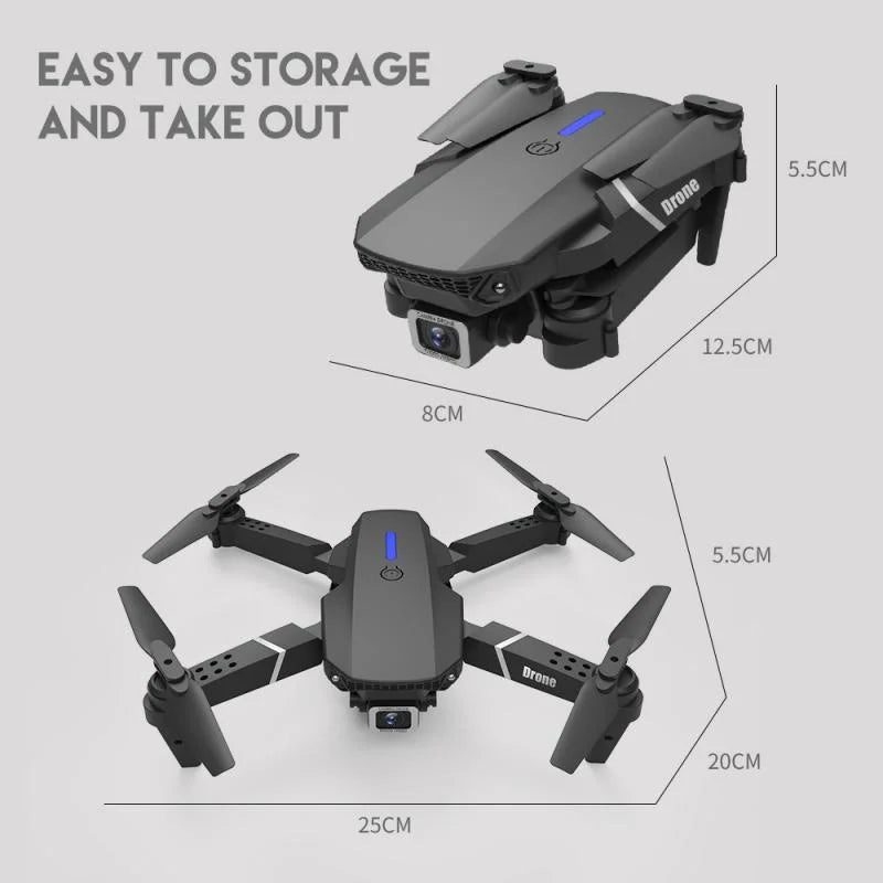 2026 RC Foldable Quadcopter Dron Helicopter Toys Gift E88 Pro WIFI FPV