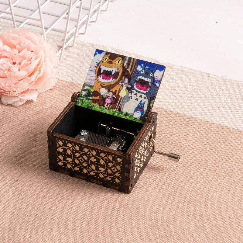 Wooden painted music box, Totoro music gift, ornament, light luxury