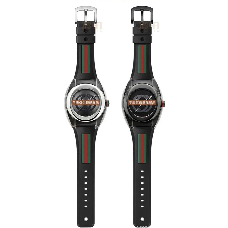 For Gucci YA137/YA137107A Rubber Watch Strap Dedicated Protruding Port