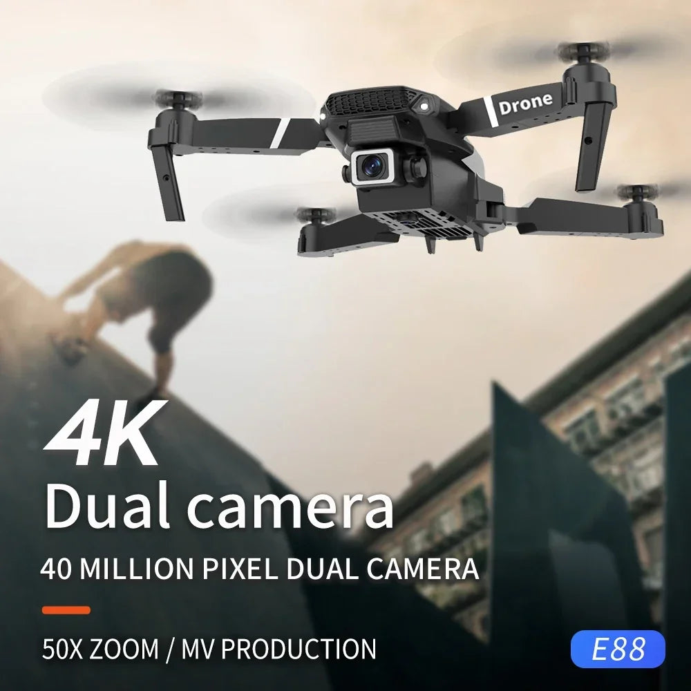 2025 E88 Pro WiFi FPV Drone with Single Dual 4K 1080P Camera Wide