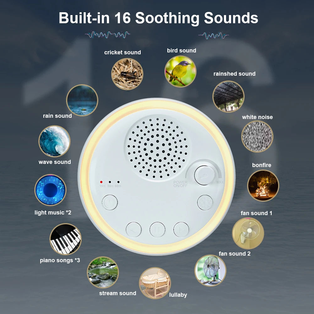 White Noise Machine Mini Baby Sleep Machine 16 Soothing Sounds