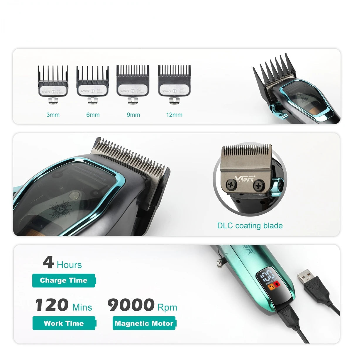 Hair Trimmer Professional Hair Clipper Rechargeable Haircut Machine