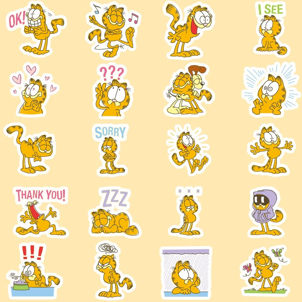 40 Pcs Garfield Be Yourself Cartoon Stickers Aesthetic PVC Decorative