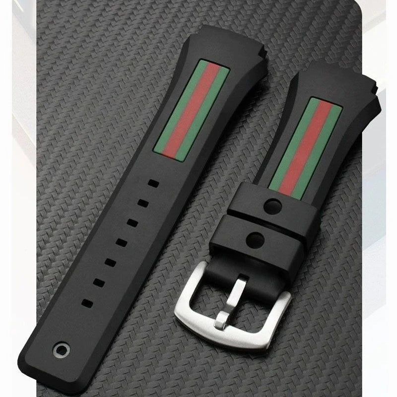 For Gucci YA137/YA137107A Rubber Watch Strap Dedicated Protruding Port