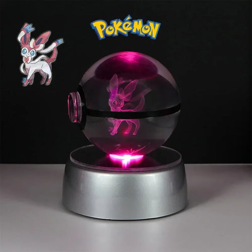 Pokemon 3D Crystal Ball Figure Toys Pokeball Gengar Gyarados Mimikyu