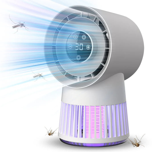 Portable Rechargeable Electric Bug Zapper Desk Fan Bladeless 8H Timer